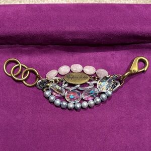 Marlaina Stone bracelet.  Multicolor Beaded Keychain with Gold Accents